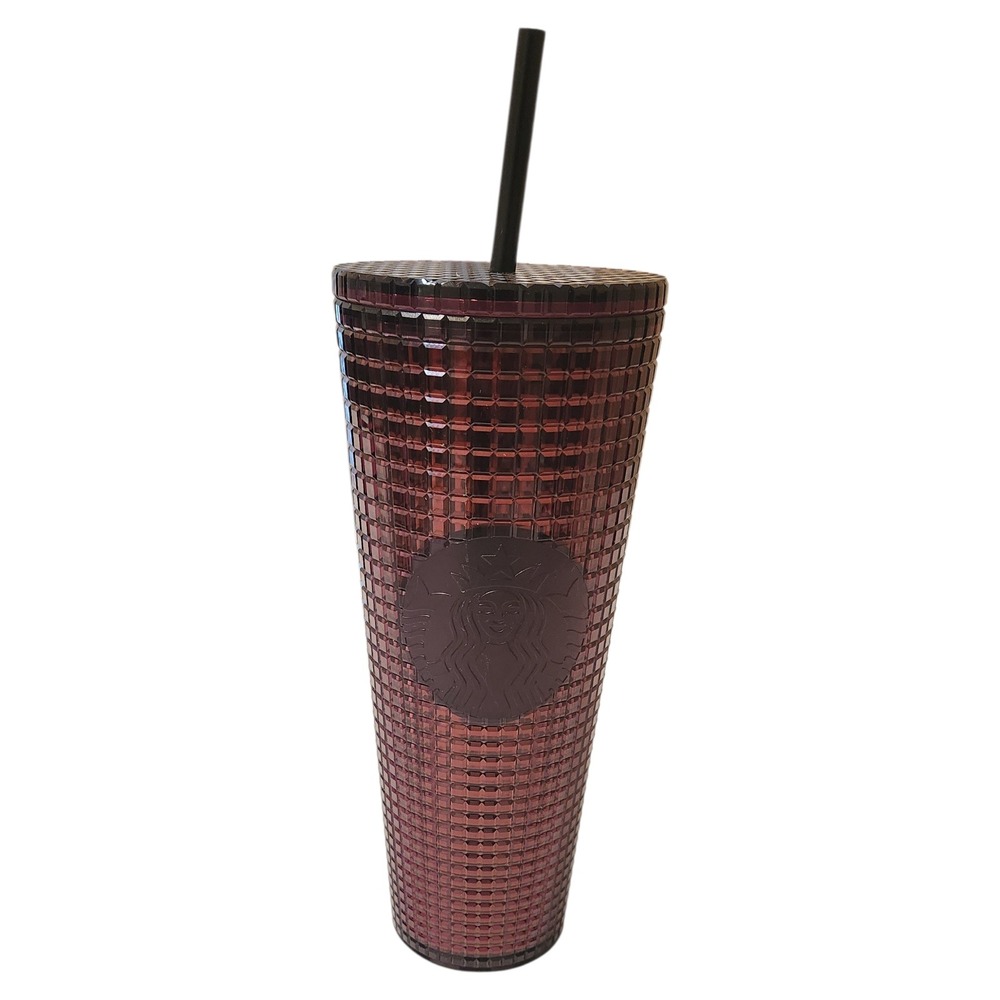 Starbucks 2023 Summer Jeweled Burgandy Venti‎ 24oz Cold Cup Tumbler NWT